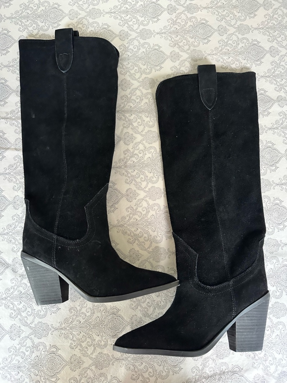 Blondo Wylde Knee High Waterproof Black Suede Western Boots Size 6.5 M